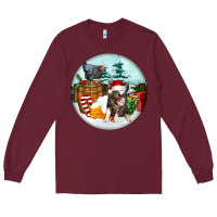 Burgundy Christmas Pig With Chicken Long Sleeve Tee - FaDigitalArtStudio