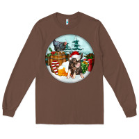 Chestnut Christmas Pig With Chicken Long Sleeve Tee - FaDigitalArtStudio