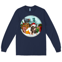 Navy Christmas Pig With Chicken Long Sleeve Tee - FaDigitalArtStudio