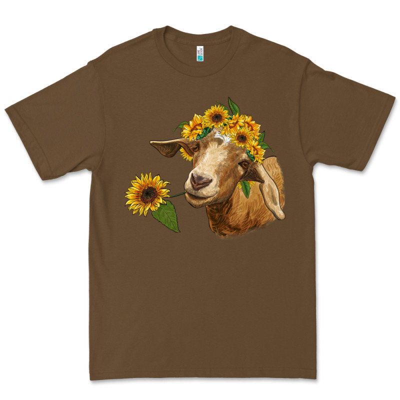 Goat With Sunflower Premium Tee by RanaPortraitStore | Teevron