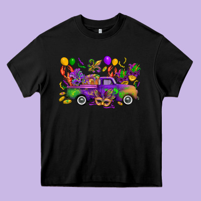 Mardi Gras Truck Heavy Core Tee Designed By Cowgirlartshop