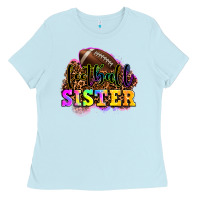 Baby Blue football sister Ladies Tee - OliviaCreatesArt