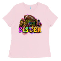 Bubblegum Pink football sister Ladies Tee - OliviaCreatesArt