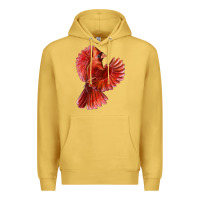 Antique Gold Flying Northern Cardinal Bird Premium Hoodie - LillyAllenDesigns