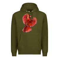 Army Green Flying Northern Cardinal Bird Premium Hoodie - LillyAllenDesigns