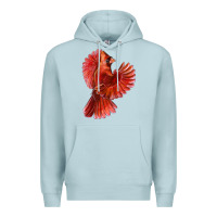 Blue Mist Flying Northern Cardinal Bird Premium Hoodie - LillyAllenDesigns