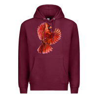 Burgundy Flying Northern Cardinal Bird Premium Hoodie - LillyAllenDesigns