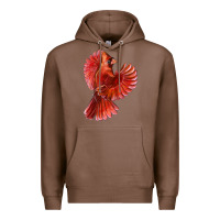 Chestnut Flying Northern Cardinal Bird Premium Hoodie - LillyAllenDesigns