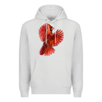 Dove Grey Flying Northern Cardinal Bird Premium Hoodie - LillyAllenDesigns