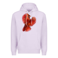 Lilac Flying Northern Cardinal Bird Premium Hoodie - LillyAllenDesigns