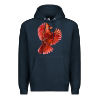 Navy Flying Northern Cardinal Bird Premium Hoodie - LillyAllenDesigns