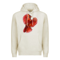 Oatmeal Heather Flying Northern Cardinal Bird Premium Hoodie - LillyAllenDesigns
