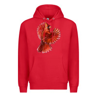 Red Flying Northern Cardinal Bird Premium Hoodie - LillyAllenDesigns