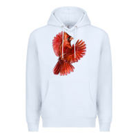 White Flying Northern Cardinal Bird Premium Hoodie - LillyAllenDesigns