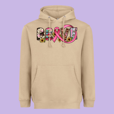 Brave Cancer Awareness Ribbon Heavyweight Hoodie Designed By Jahusdesignshop