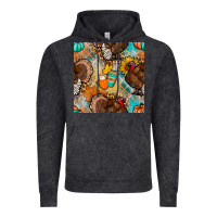 Vintage Black thanksgiving turkey seamless pattern Vintage Hoodie - BundleAndBundleShop