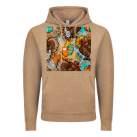 Vintage Coffee thanksgiving turkey seamless pattern Vintage Hoodie - BundleAndBundleShop