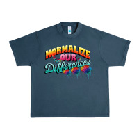 Midnight Navy Normalize our differences Autism Urban Heavy Tee - FaDigitalArtStudio