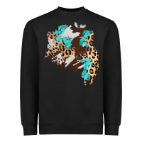 Black cowhide leopard turquoise patch Heavyweight Sweatshirt - AdoDesignShop
