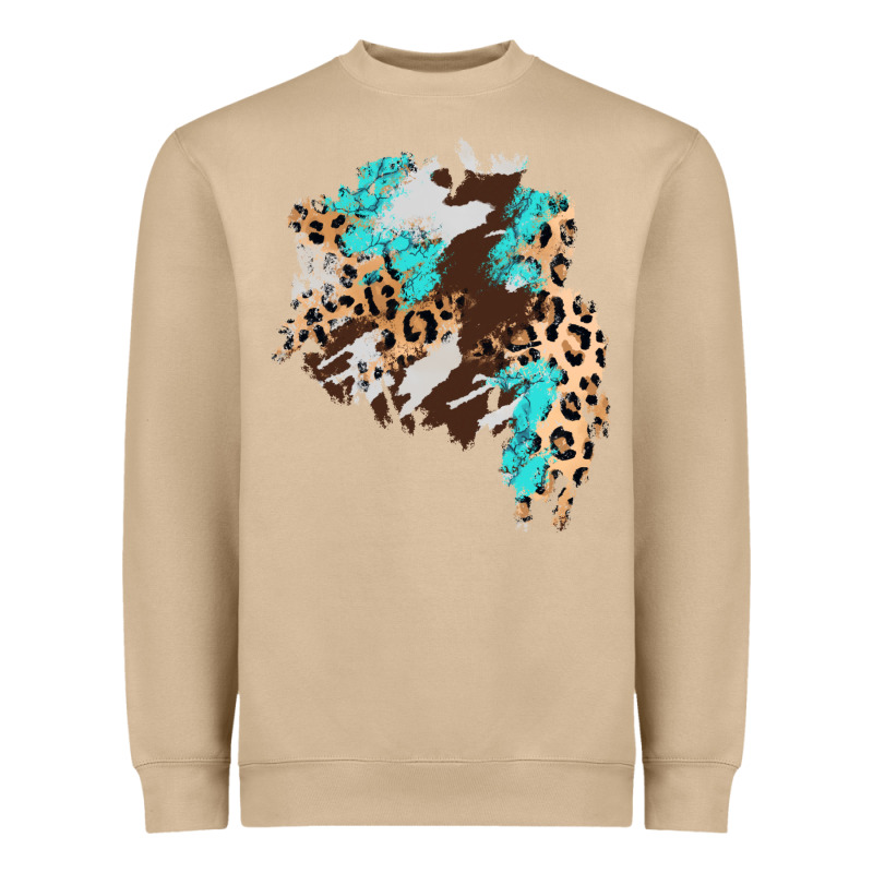 Cowhide Leopard Turquoise Patch Heavyweight Sweatshirt by AdoDesignShop | Teevron