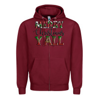 Burgundy merry christmas y'all Zipper Hoodie - AdoDesignShop
