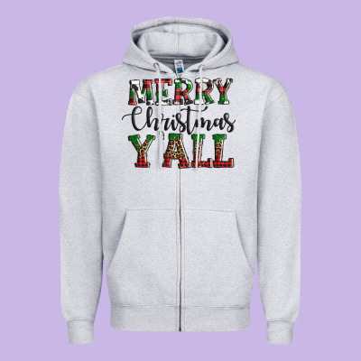 Merry Christmas Y'all Zipper Hoodie Designed By Adodesignshop