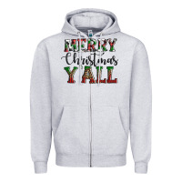 Heather Grey merry christmas y'all Zipper Hoodie - AdoDesignShop