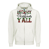 Oatmeal Heather merry christmas y'all Zipper Hoodie - AdoDesignShop