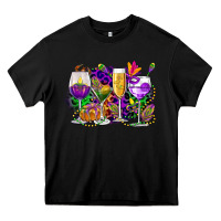 Black mardi gras wine glasses cowgirl Heavy Core Tee - CowGirlArtShop