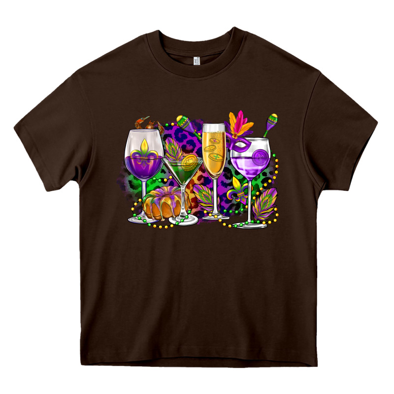 Mardi Gras Wine Glasses Cowgirl Heavy Core Tee by CowGirlArtShop | Teevron