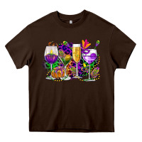 Chocolate Brown mardi gras wine glasses cowgirl Heavy Core Tee - CowGirlArtShop