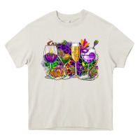 Cream mardi gras wine glasses cowgirl Heavy Core Tee - CowGirlArtShop
