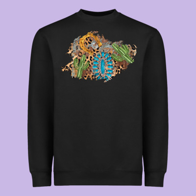 Horseshoe Leopard Gemstone Cactus Patch Heavyweight Sweatshirt Designed By Adodesignshop