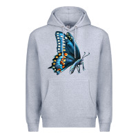 Heather Grey Black Shallowtail Premium Hoodie - LillyAllenDesigns