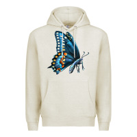 Oatmeal Heather Black Shallowtail Premium Hoodie - LillyAllenDesigns