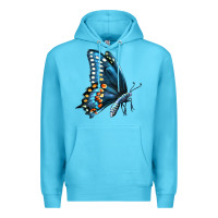 Ocean Blue Black Shallowtail Premium Hoodie - LillyAllenDesigns