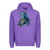 Purple Black Shallowtail Premium Hoodie - LillyAllenDesigns