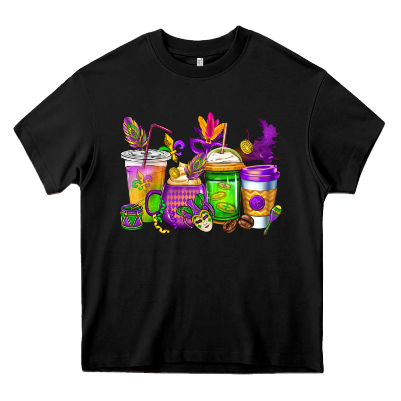 Mardi Gras Coffee Cups Cowgirl Heavy Core Tee by CowGirlArtShop | Teevron
