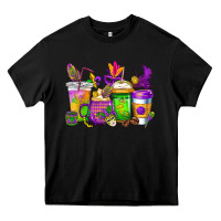 Black mardi gras coffee cups cowgirl Heavy Core Tee - CowGirlArtShop