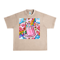 French Oak unicorn coffe cup and star with rainbow seamless pattern bbs Urban Heavy Tee - BundleAndBundleShop