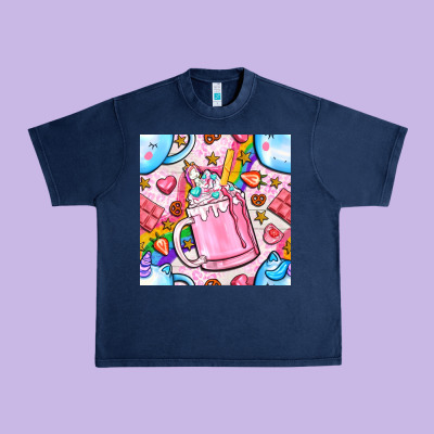 Unicorn Coffe Cup And Star With Rainbow Seamless Pattern Bbs Urban Heavy Tee Designed By Bundleandbundleshop