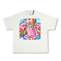 Pistachio unicorn coffe cup and star with rainbow seamless pattern bbs Urban Heavy Tee - BundleAndBundleShop