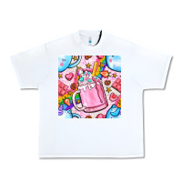 White unicorn coffe cup and star with rainbow seamless pattern bbs Urban Heavy Tee - BundleAndBundleShop