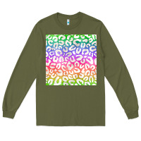 Army Green watercolor rainbow leopard seamless pattern Long Sleeve Tee - BundleAndBundleShop