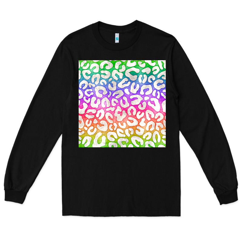 Watercolor Rainbow Leopard Seamless Pattern Long Sleeve Tee by BundleAndBundleShop | Teevron