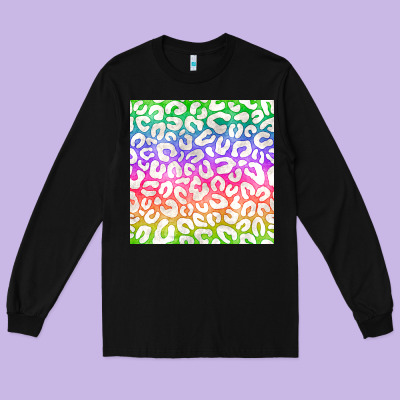 Watercolor Rainbow Leopard Seamless Pattern Long Sleeve Tee Designed By Bundleandbundleshop
