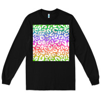 Black watercolor rainbow leopard seamless pattern Long Sleeve Tee - BundleAndBundleShop