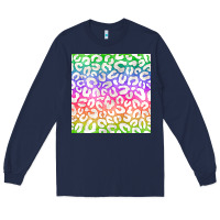 Navy watercolor rainbow leopard seamless pattern Long Sleeve Tee - BundleAndBundleShop