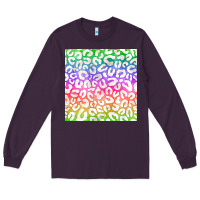 Plum watercolor rainbow leopard seamless pattern Long Sleeve Tee - BundleAndBundleShop