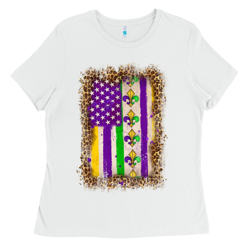 Mardi Gras Usa Flag Leopard Ladies Tee by OliviaCreatesArt | Teevron